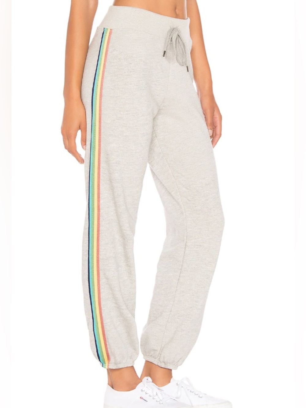 Sundry x Anthropologie Retro Rainbow Stripe Sweatpant Heather Grey Size 0 (XS)